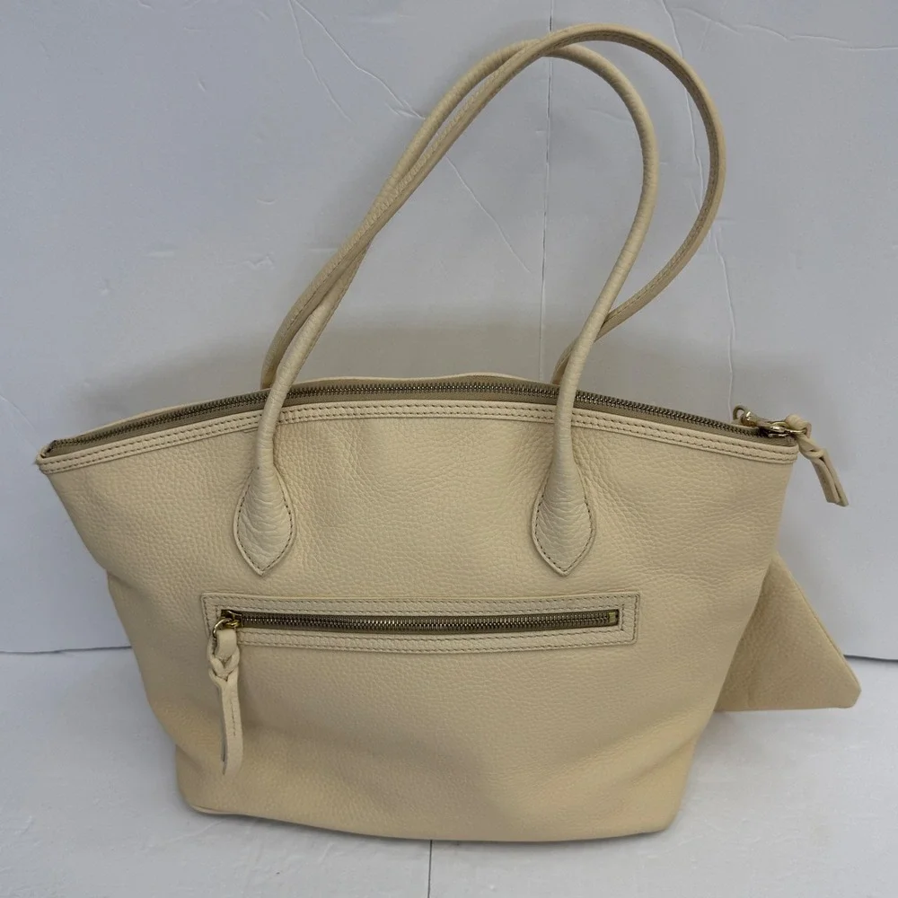 Dooney & Bourke Pebble Grain Tote‎ Bag Womens Cream Leather Shoulder Bag